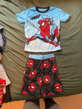 Spider-Man Boys Pajama Set - Light Blue & Black